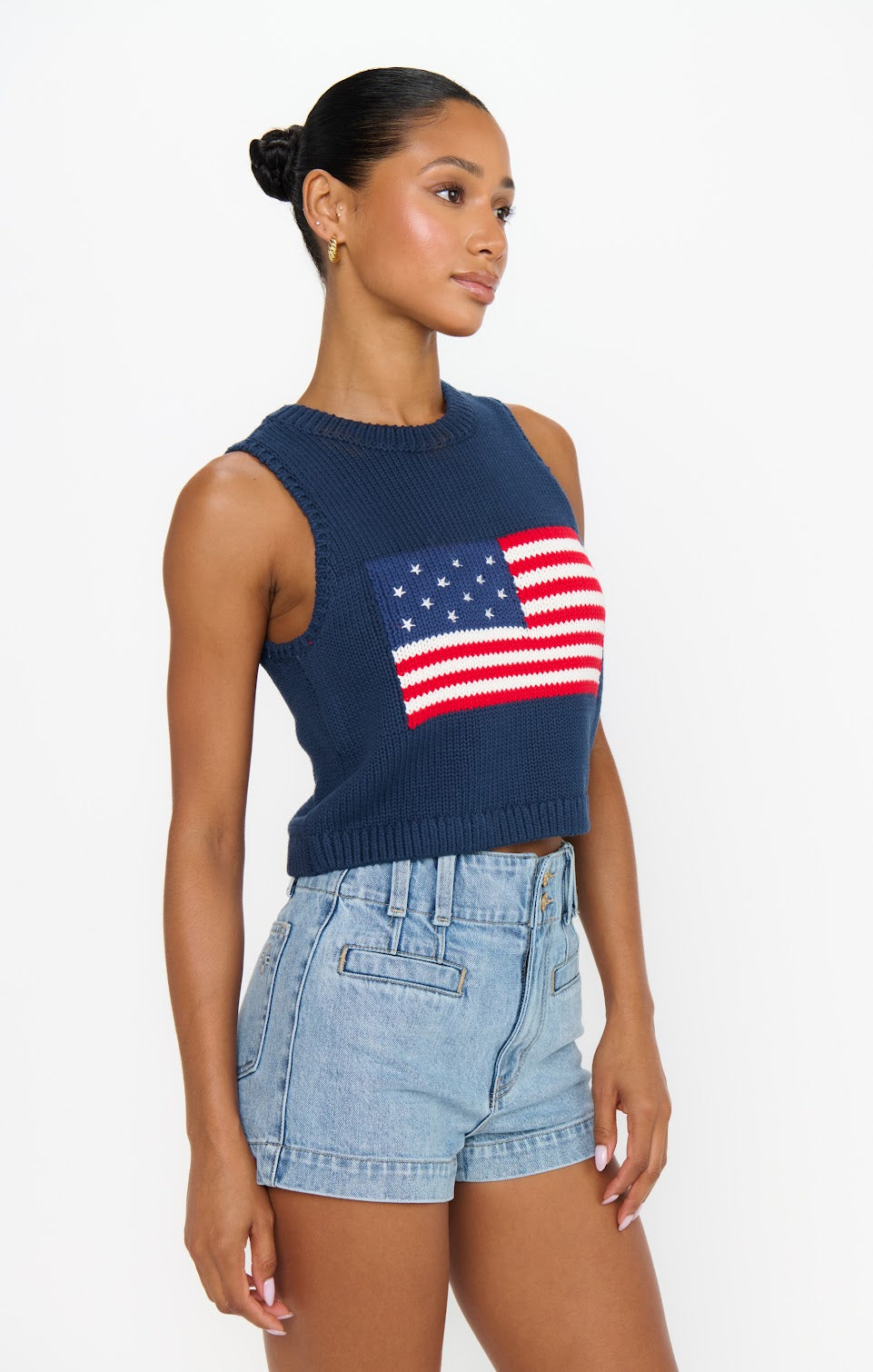 Show Me Your MuMu Milo Navy Flag Knit Tank 