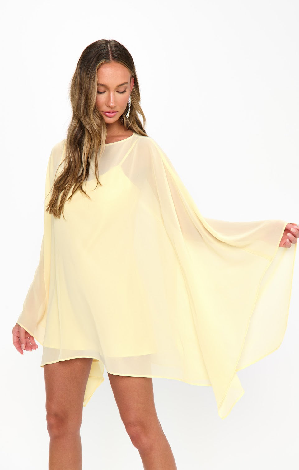 Show Me Your Mumu Olsen Mini Dress Pale Yellow Chiffon