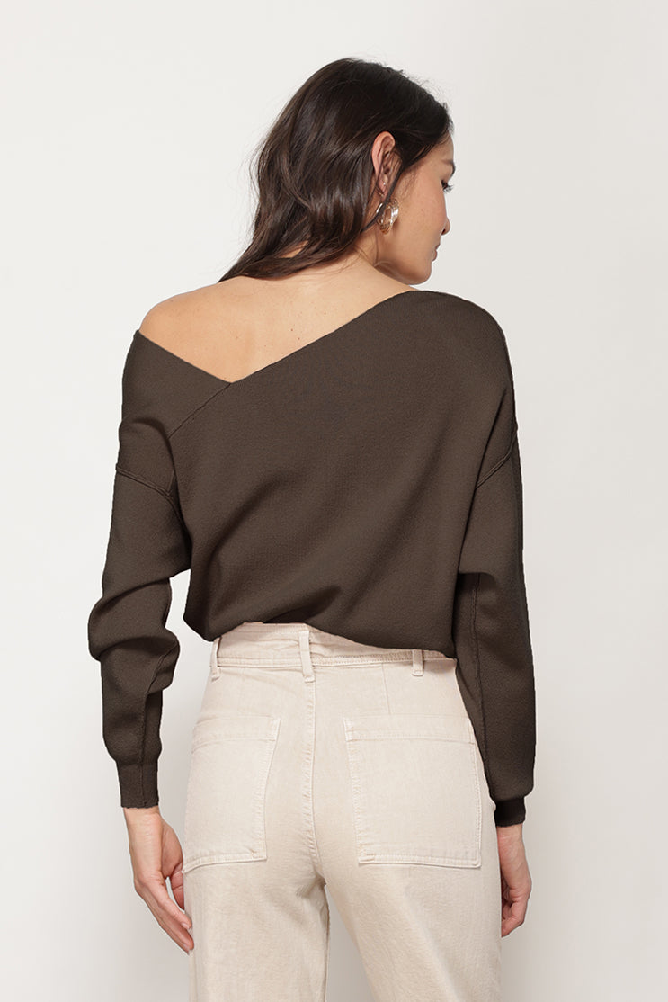Favorite Off Shoulder Sweater Brown