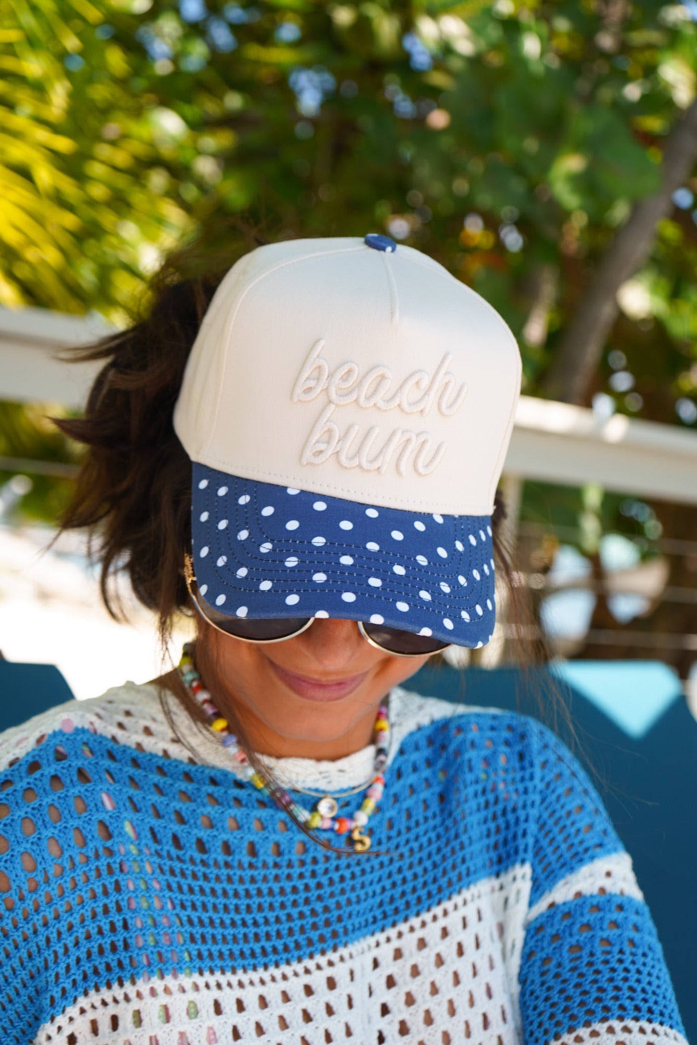 Beach Bum Navy Polka Dot Hat