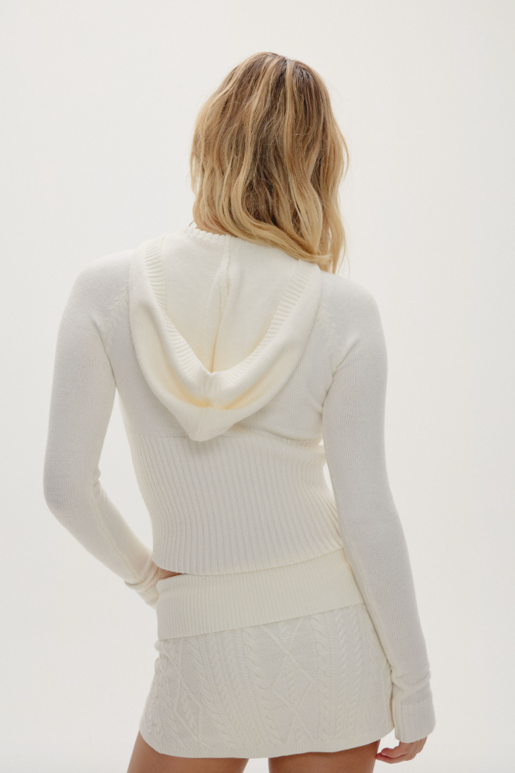 Hazel Knit Hoodie Honeymoon
