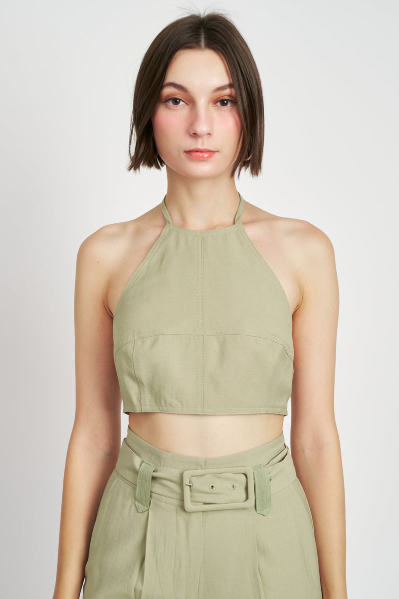 En Saison | Aubin Cropped Halter Top | FINAL SALE