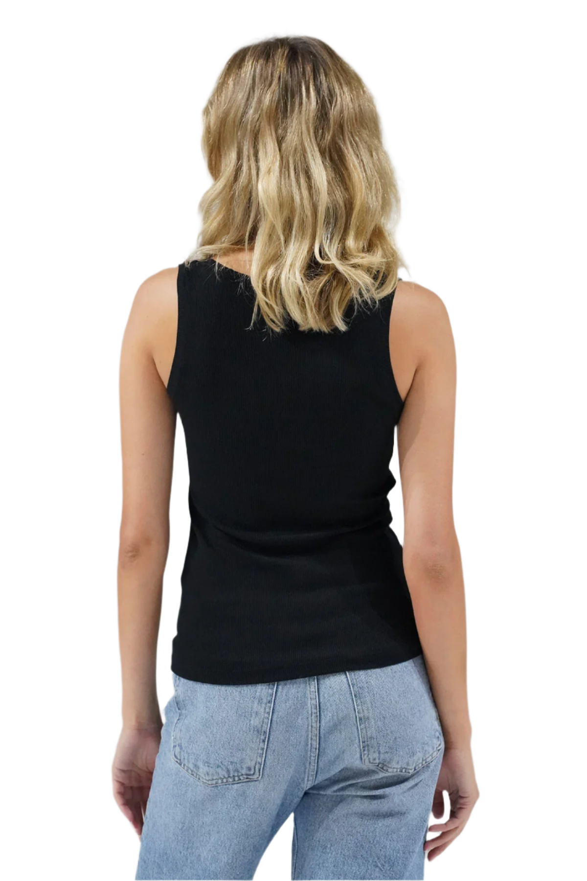 LNA | V Slim Ribbed Tank | Black