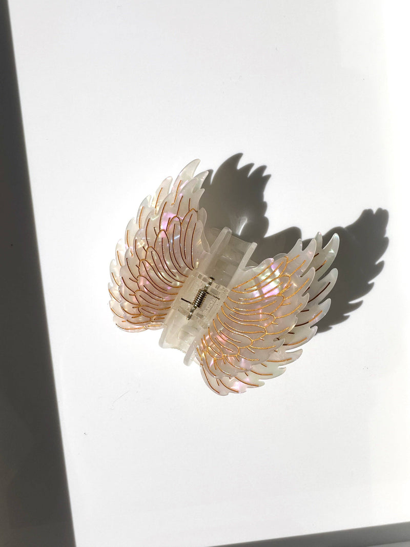 Hand-painted Angel Wings Claw Hair Clip