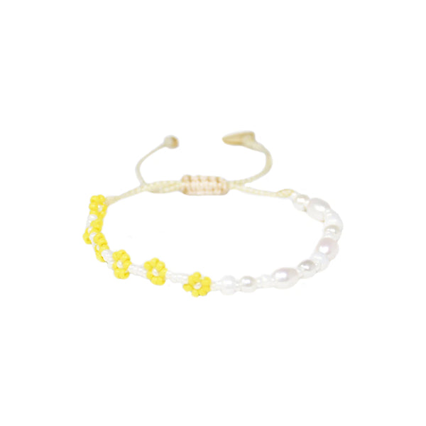 Pearly Flower Power Beaded Bracelet | Mishky