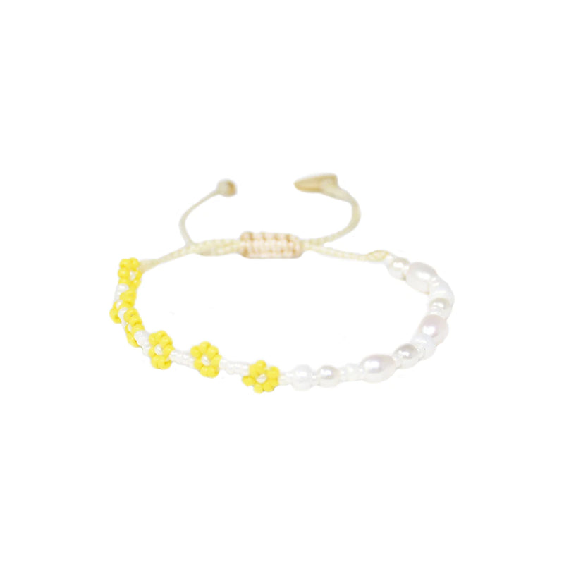 Pearly Flower Power Beaded Bracelet | Mishky