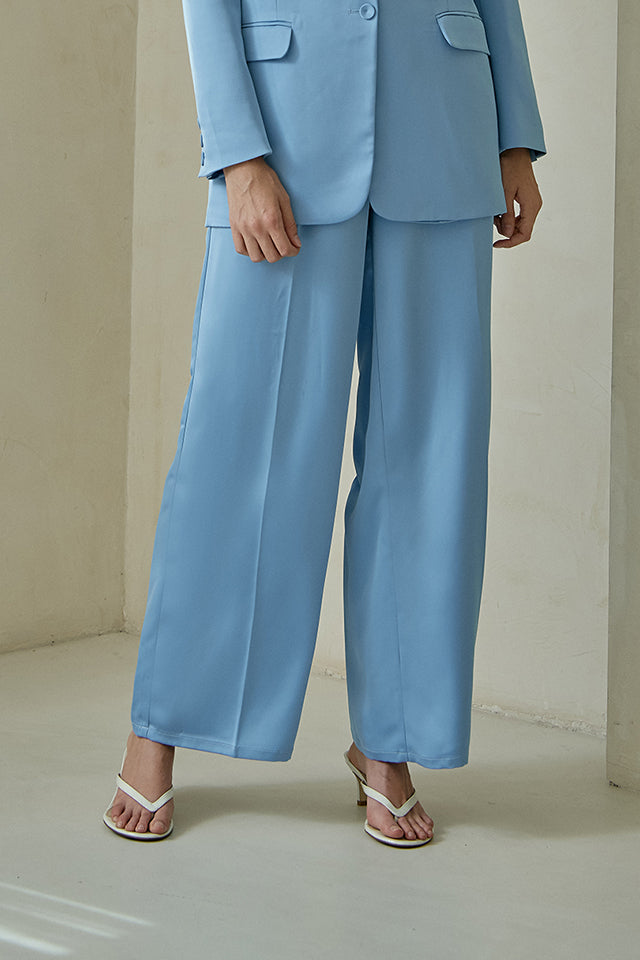 Amal Satin Wide Leg Pleated Pants | FINAL SALE