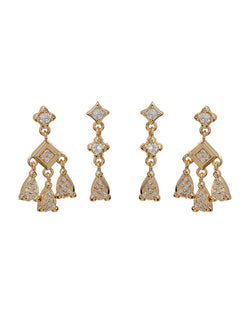 Bezel Charm Studs Set Gold | LUV AJ