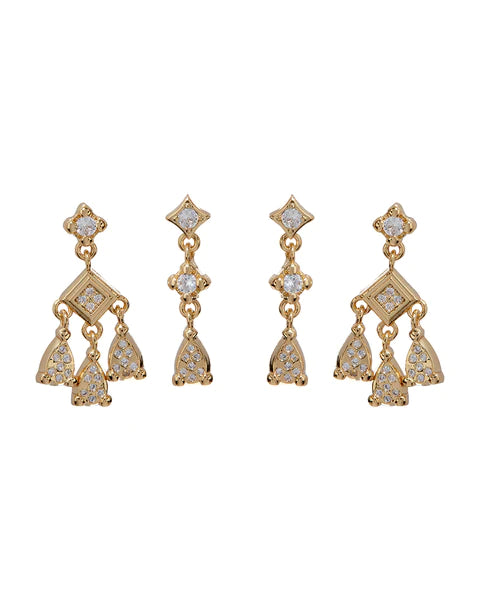 Bezel Charm Studs Set Gold | LUV AJ