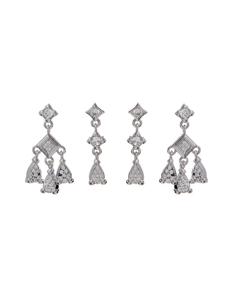 Bezel Charm Studs Set Silver | LUV AJ