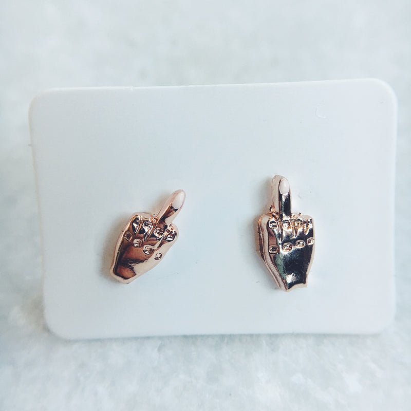 FU Pretty Middle Finger Earrings - amannequin - amannequin