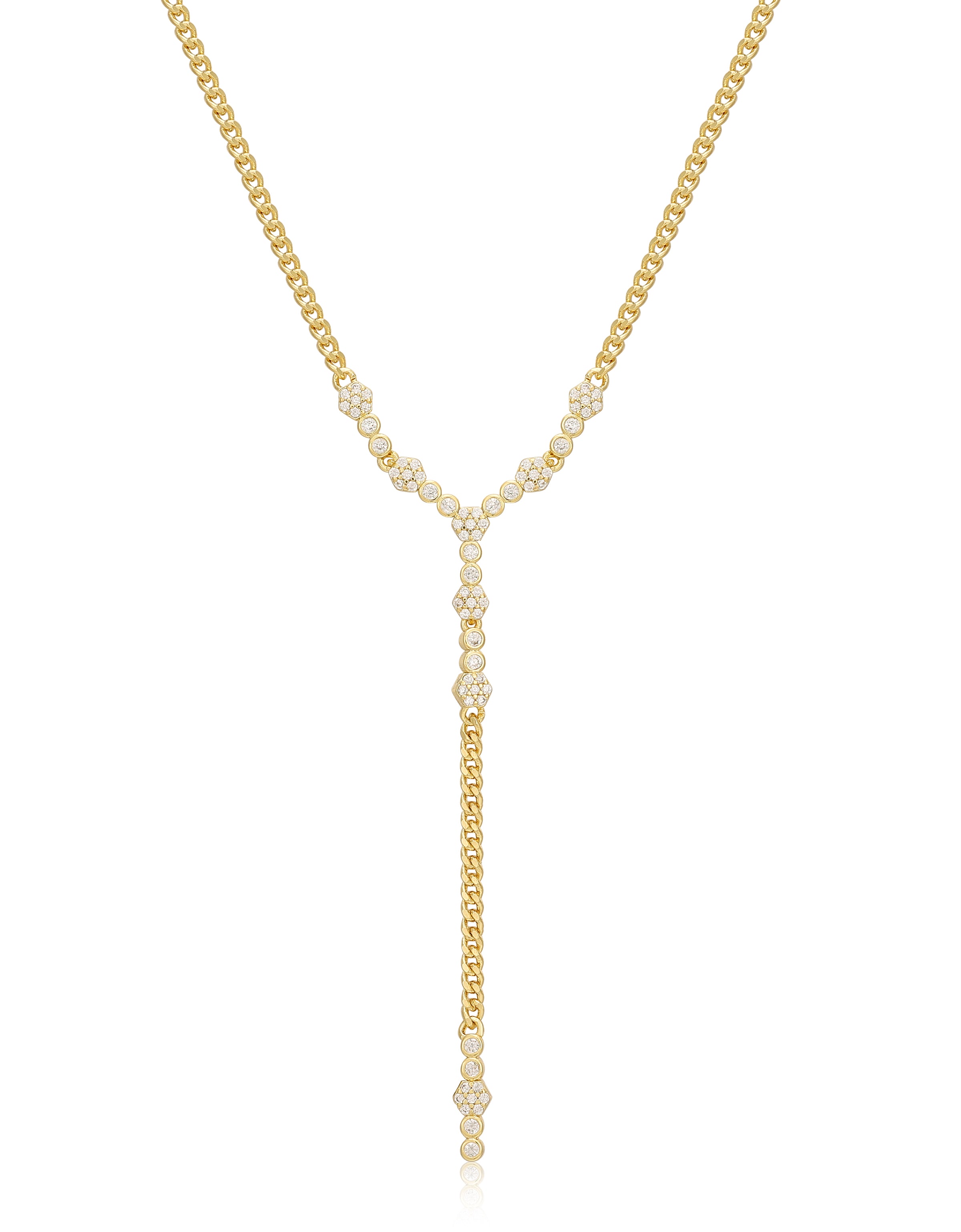Hex Pave Disc Lariat Necklace | LUV AJ