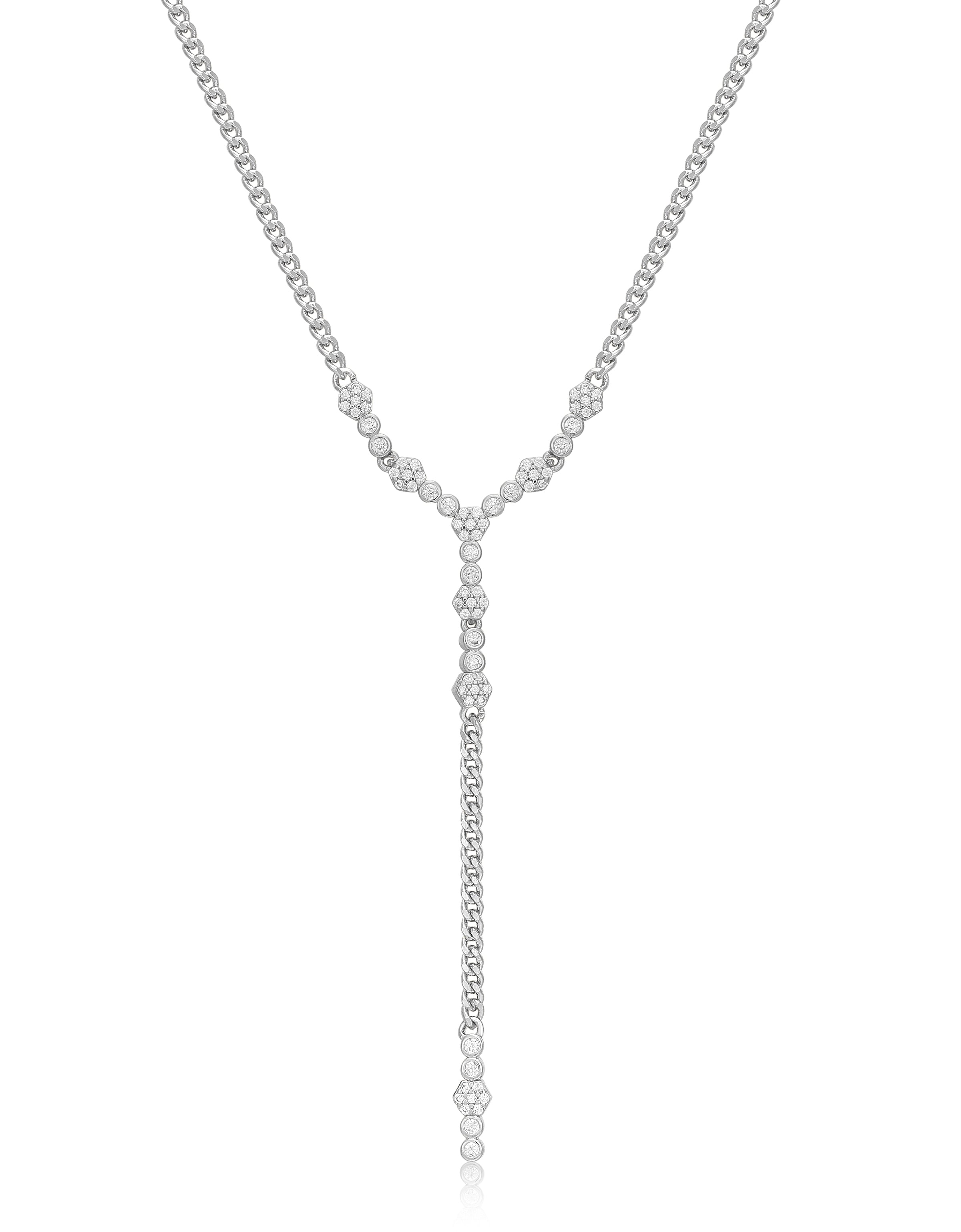 Hex Pave Disc Lariat Necklace | LUV AJ
