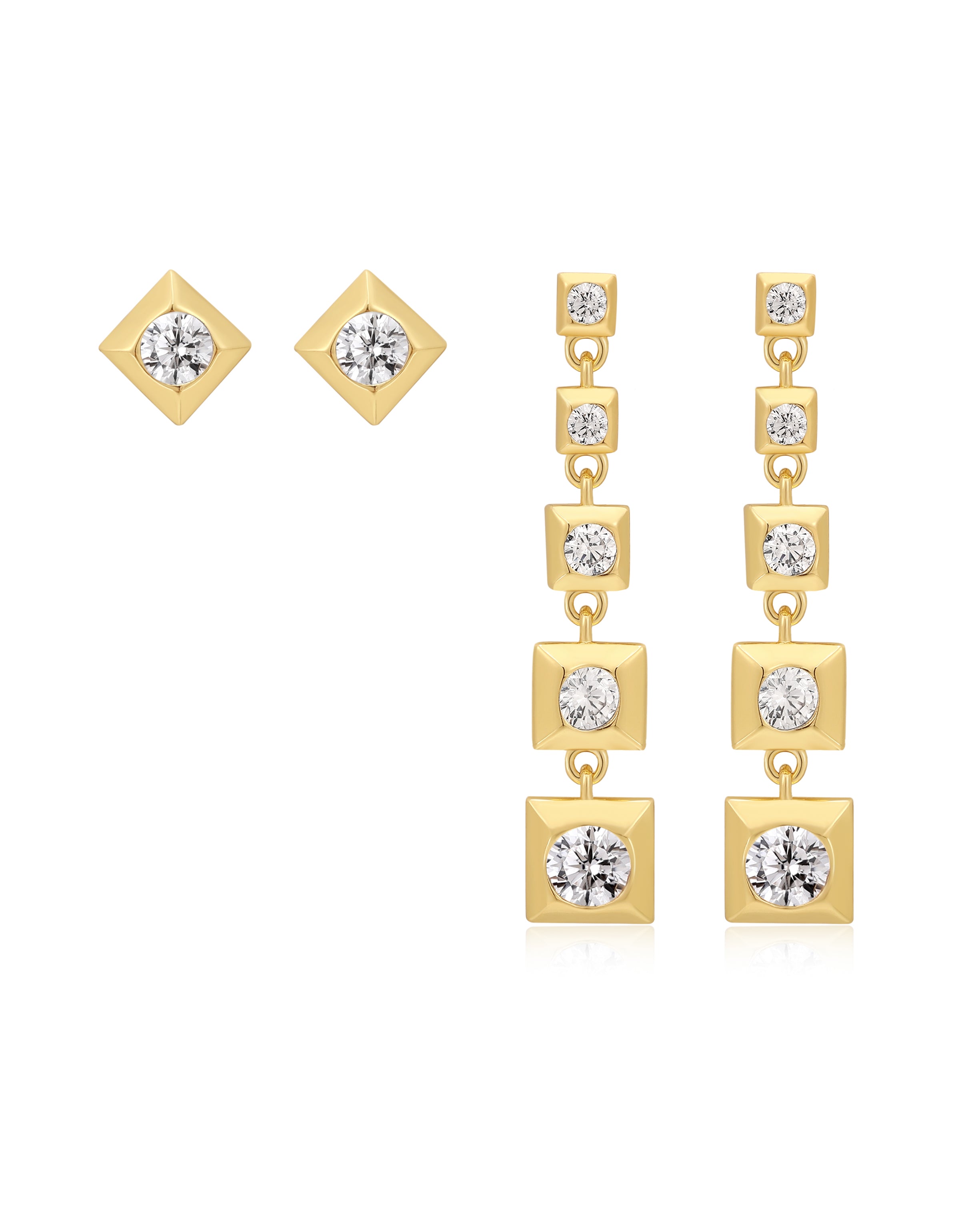 Pyramid Drop Stud Earrings | LUV AJ