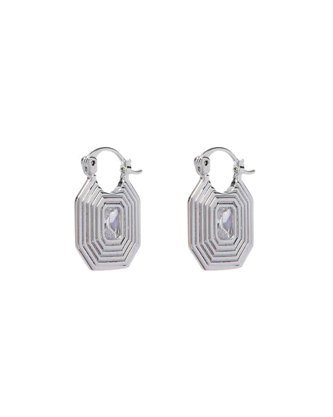 Ridged Pyramid Pendant Earrings Silver | LUV AJ