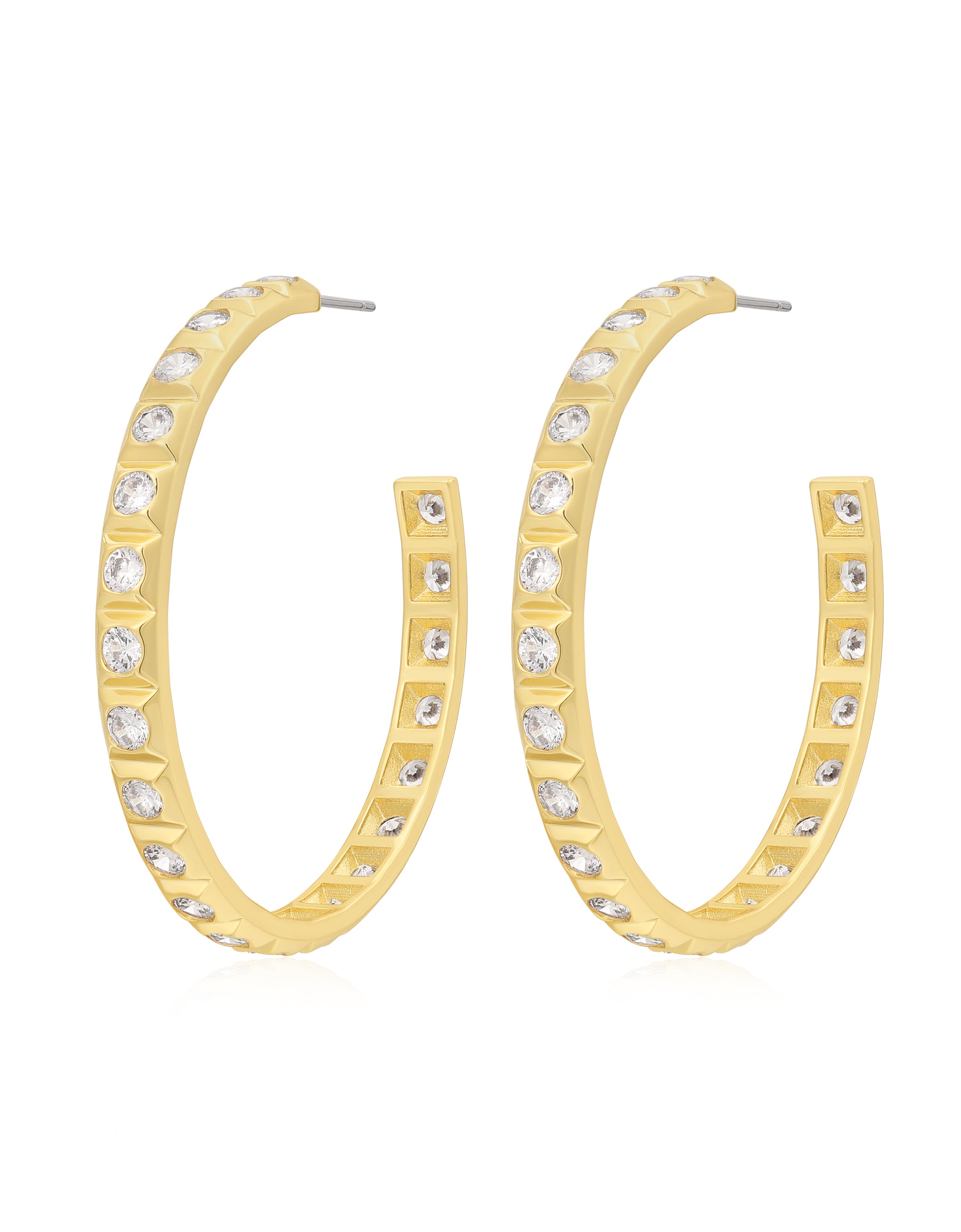 XL Pyramid Stud Hoop Earrings | LUV AJ