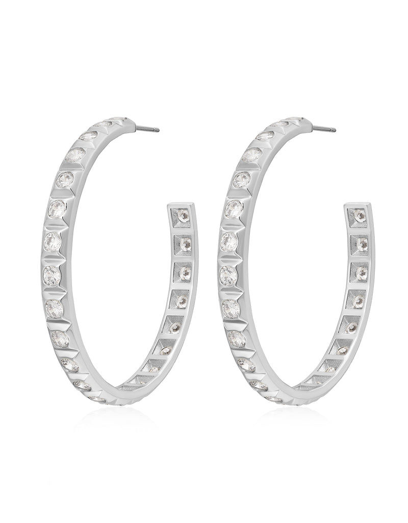 XL Pyramid Stud Hoop Earrings | LUV AJ