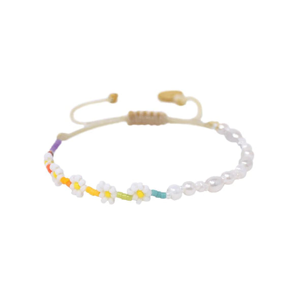 Pearly Flower Power Beaded Bracelet | Mishky