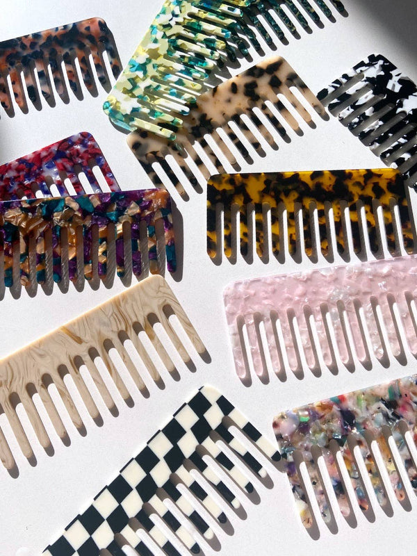 Wide Tooth Acetate Hair Comb | Eco-Friendly