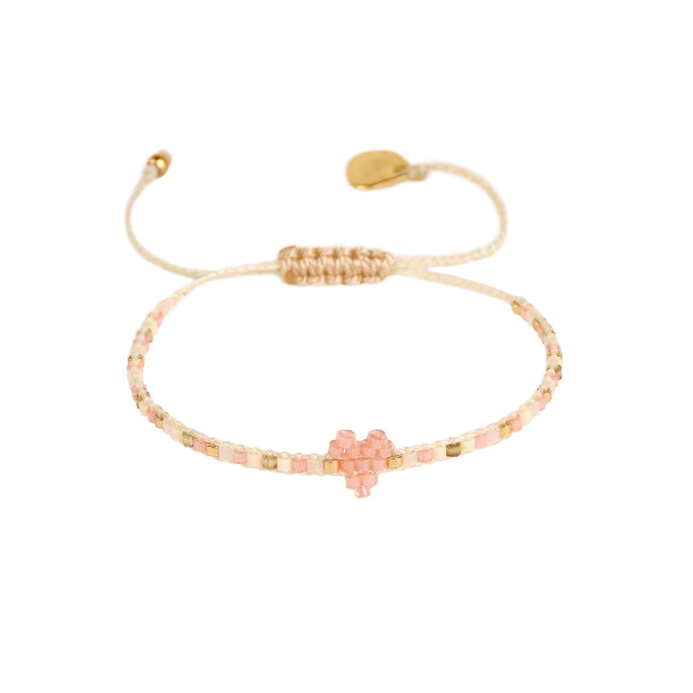 Heartsy Row Kids Pink Beaded Bracelet