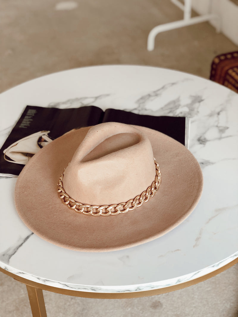 Paco Wool Beige Chunky Chain Fedora FINAL SALE