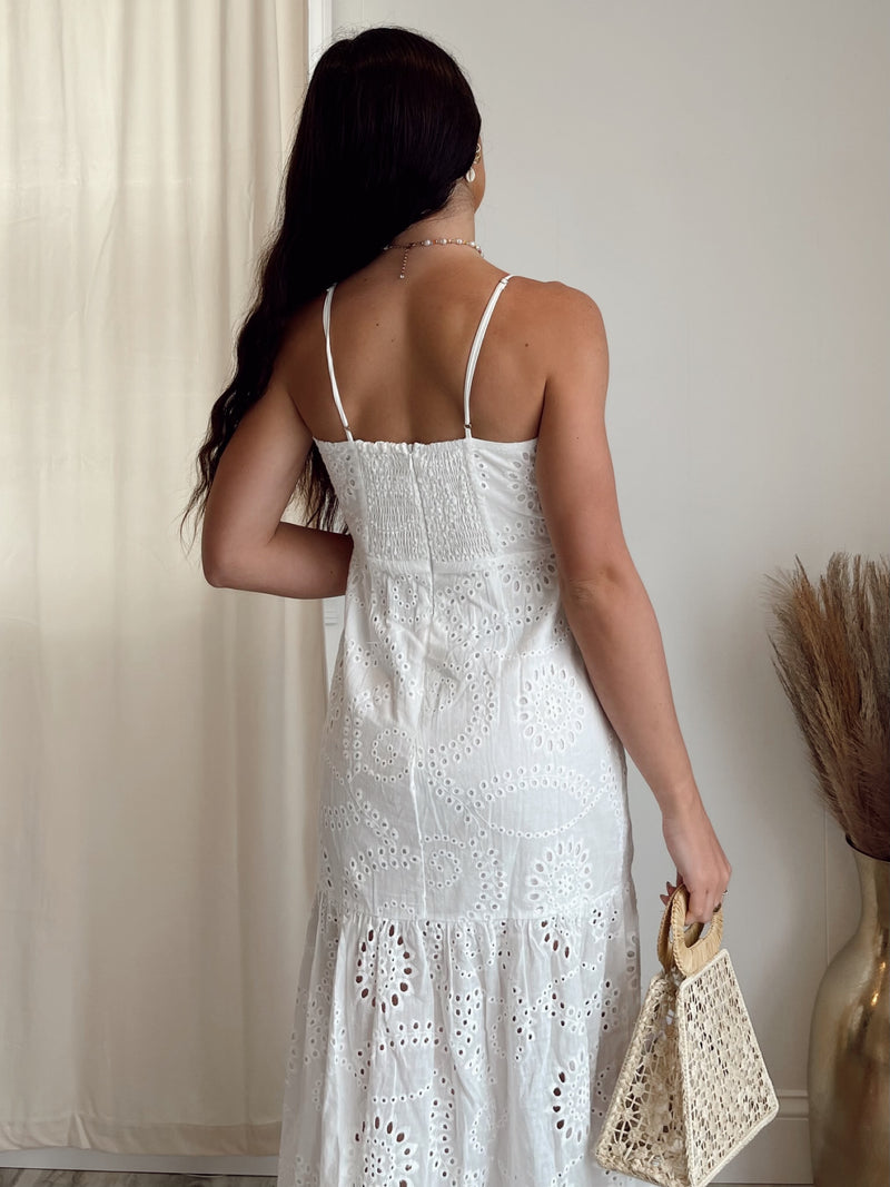 Lost + Wander | Petals of the Sky Midi Dress White FINAL SALE