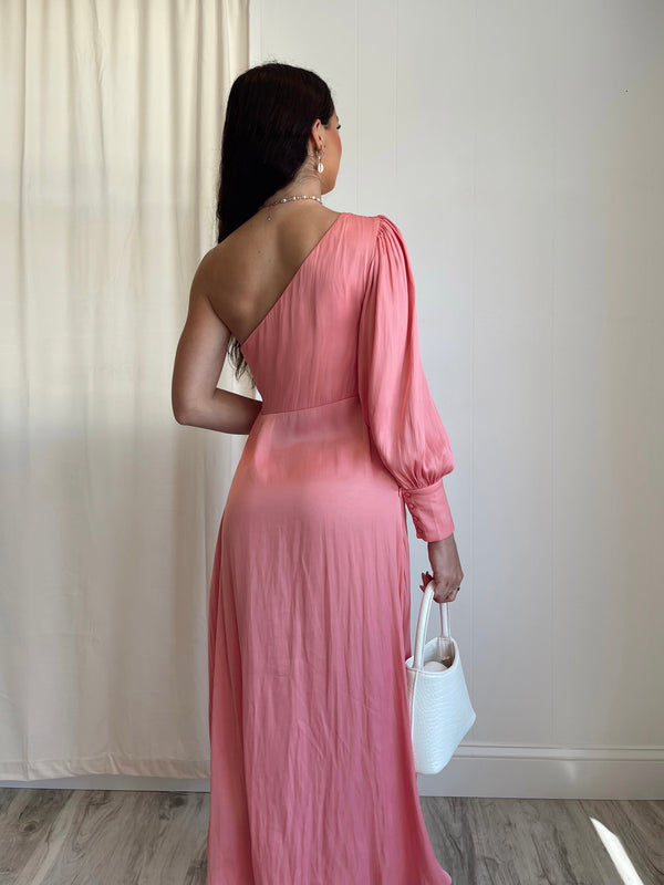 Katy One Shoulder Midi Dress | Pink FINAL SALE