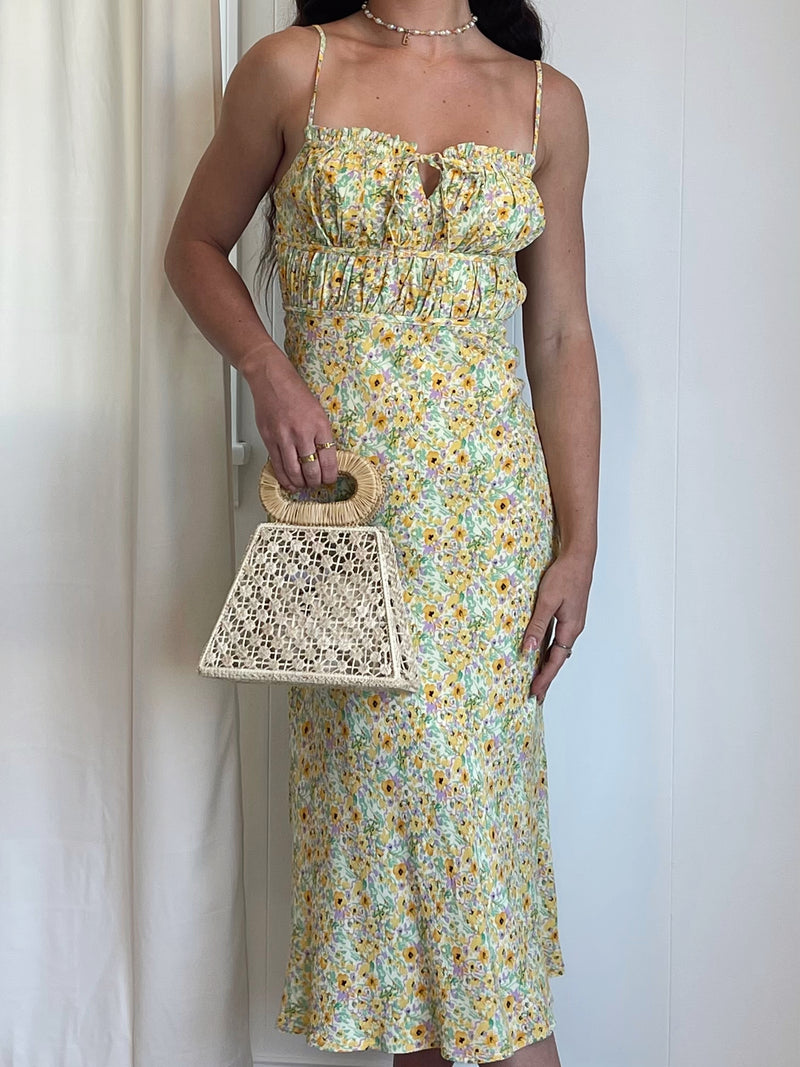 ASTR the Label | Maritza Dress | Yellow Green Ditsy FINAL SALE