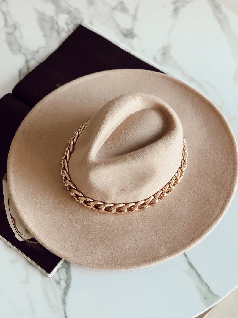 Paco Wool Beige Chunky Chain Fedora FINAL SALE