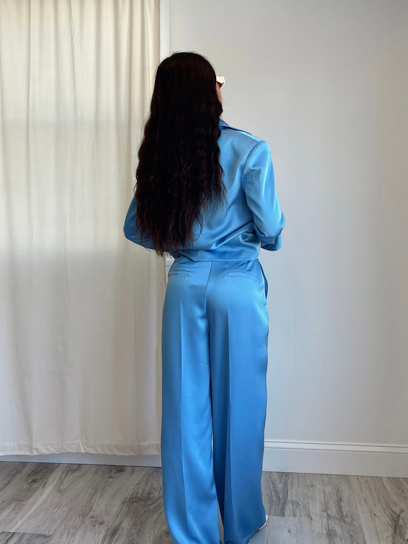 Amal Satin Wide Leg Pleated Pants | FINAL SALE