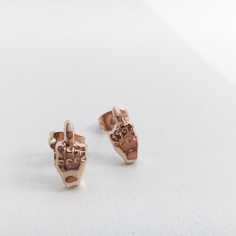 FU Pretty Middle Finger Earrings - amannequin - amannequin