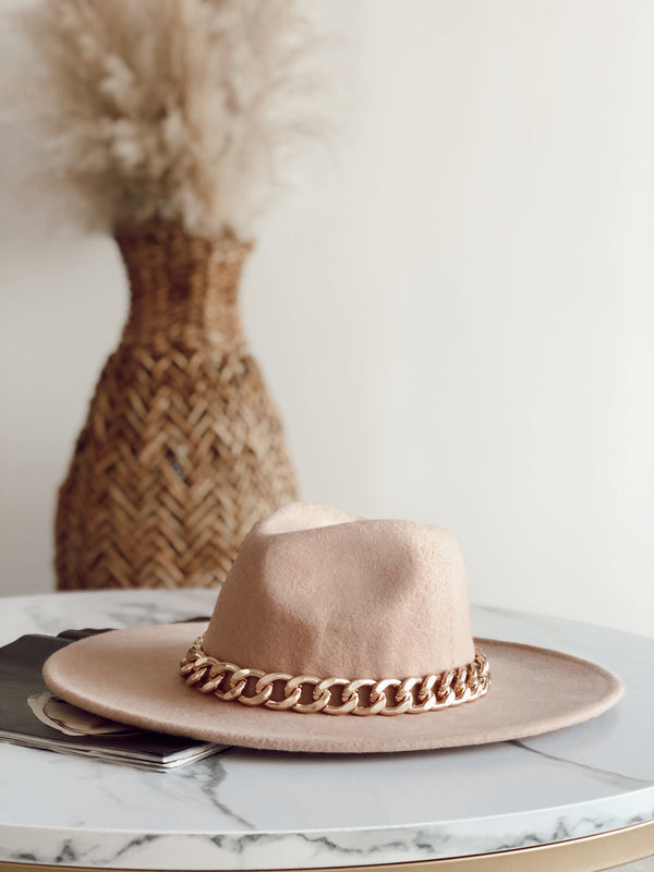 Paco Wool Beige Chunky Chain Fedora FINAL SALE