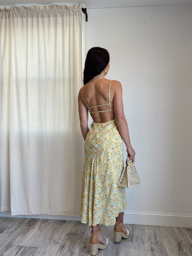 ASTR the Label | Maritza Dress | Yellow Green Ditsy FINAL SALE