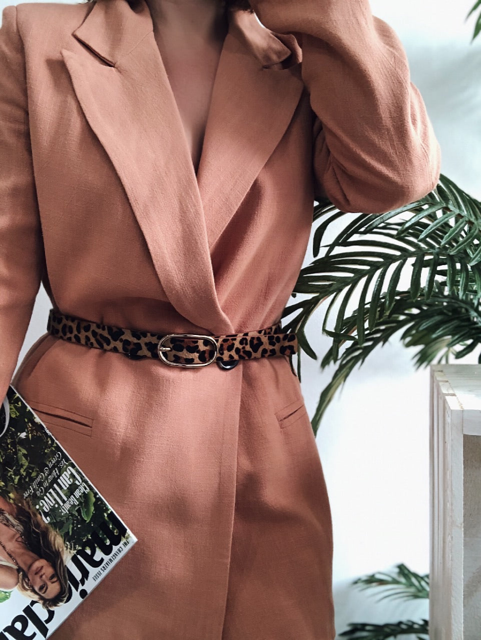 Koko Leopard Leather Belt | amannequin | Coco Kimono