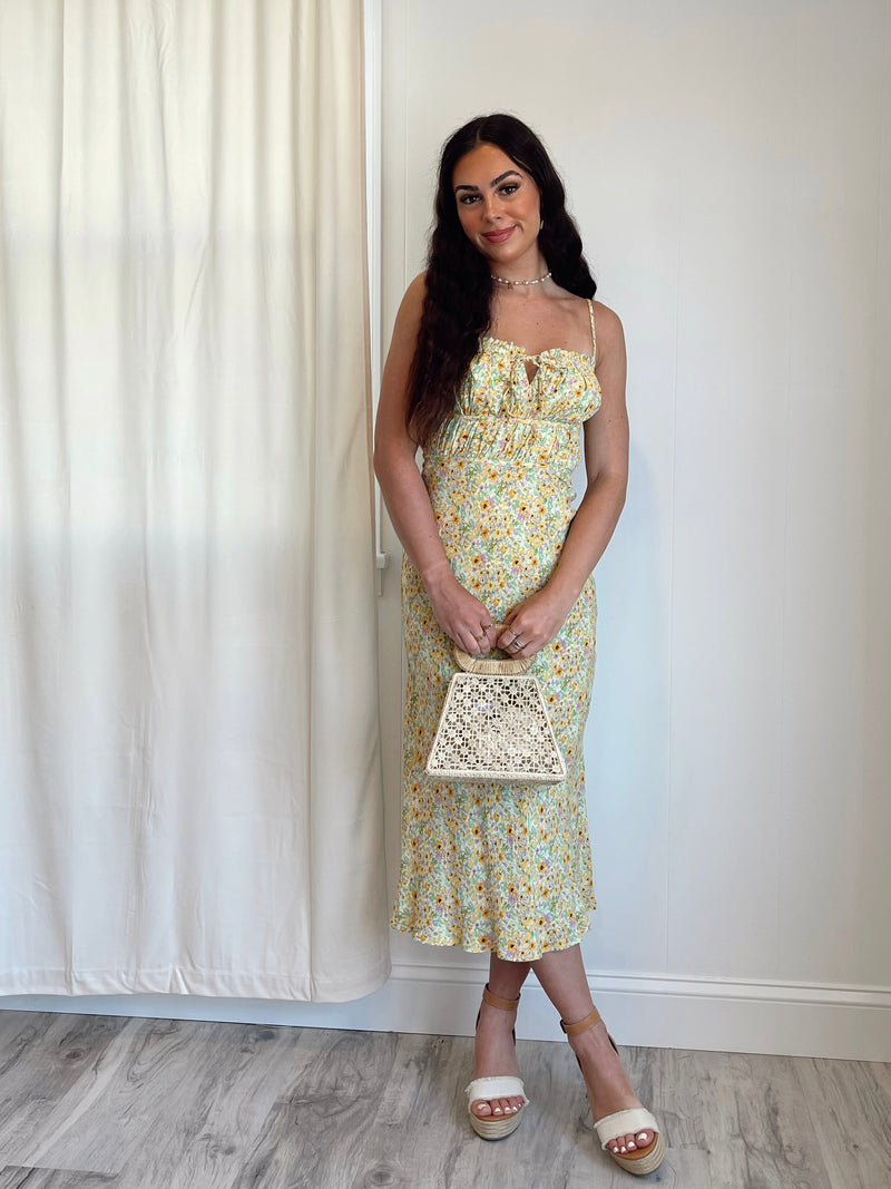 ASTR the Label | Maritza Dress | Yellow Green Ditsy FINAL SALE