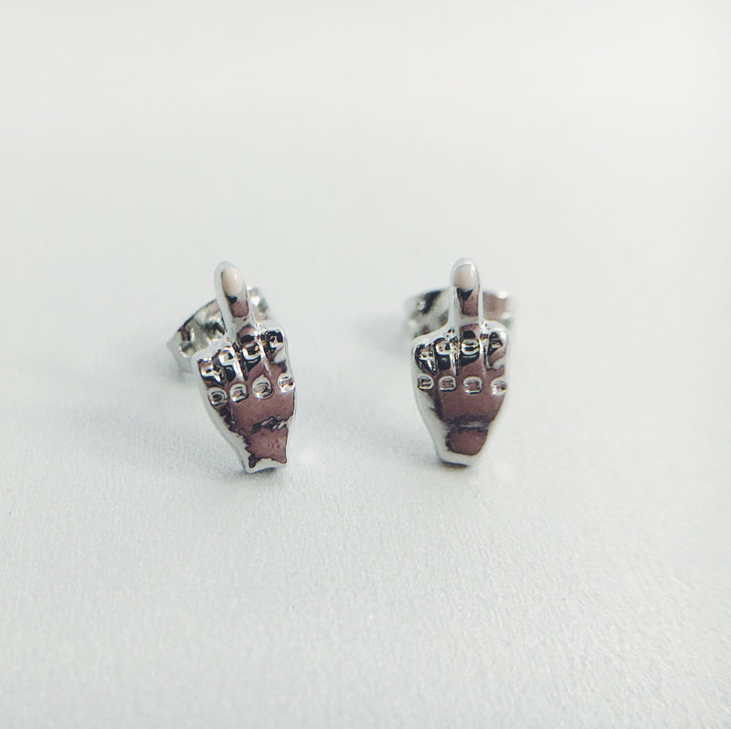 FU Pretty Middle Finger Earrings - amannequin - amannequin