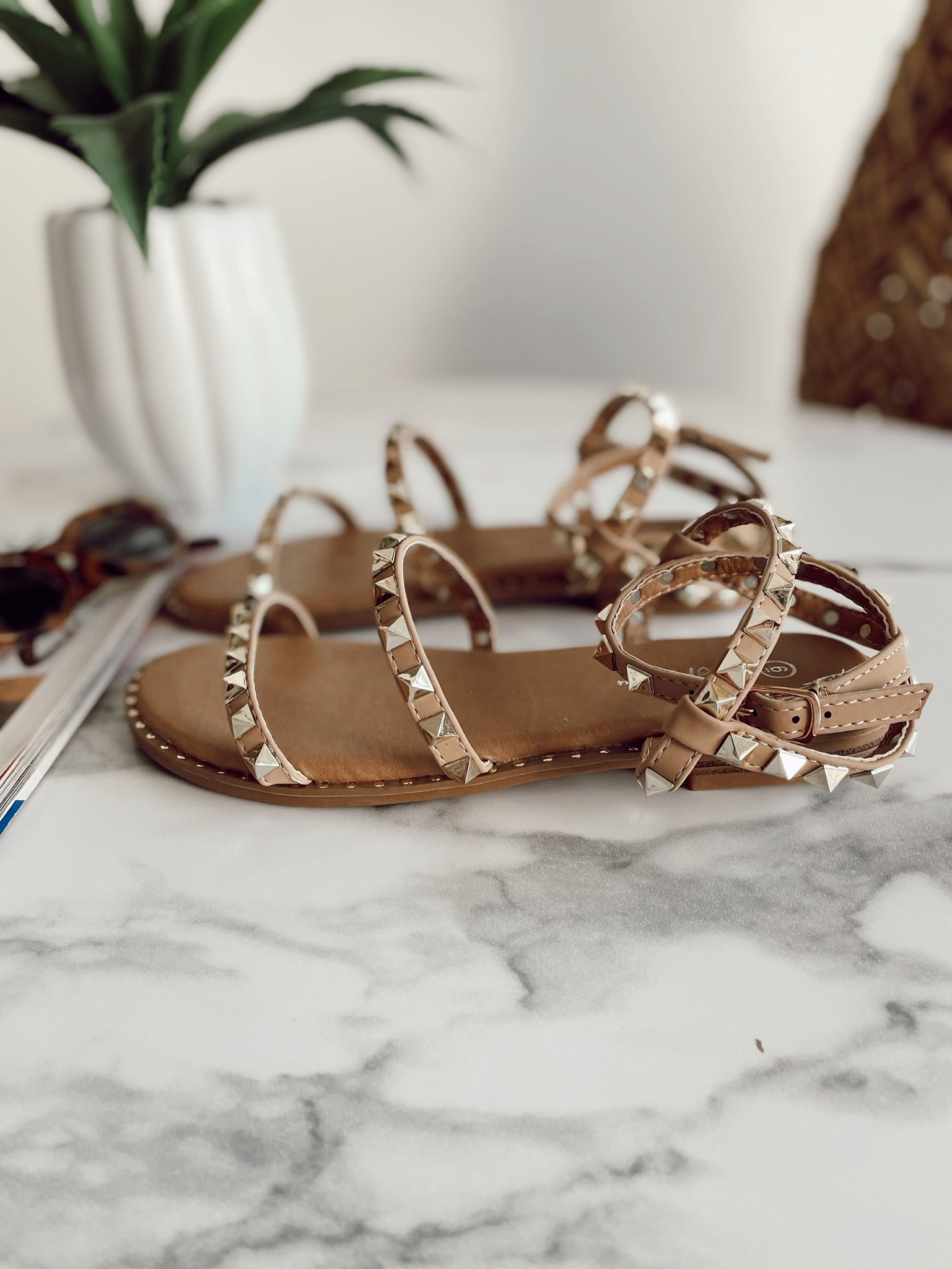 Tina Stud Gladiator Sandals | Nude