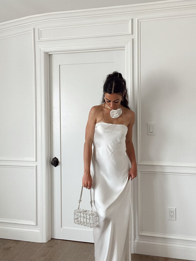 FINAL SALE WeWoreWhat | Strapless Silky Maxi Dress | White