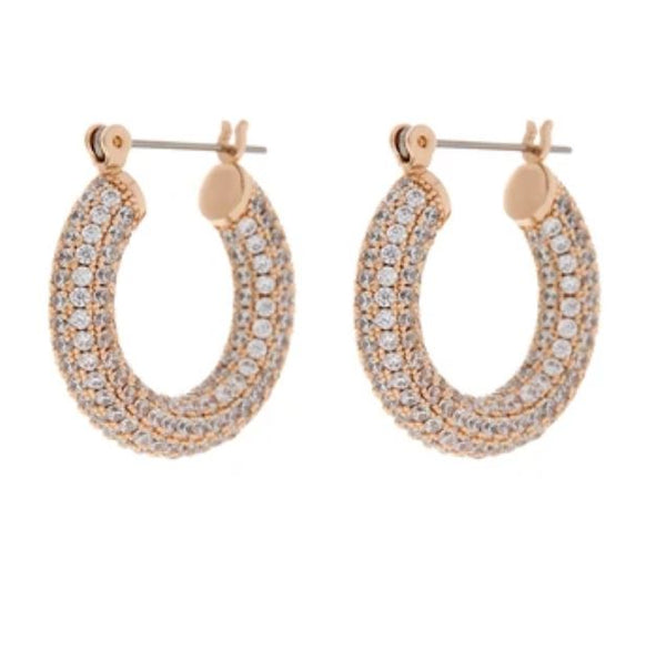 PAVE BABY AMALFI HOOPS - ROSE GOLD