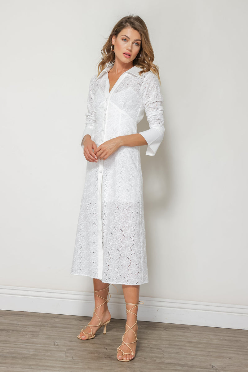 Line + Dot | Lydia Midi Dress | White