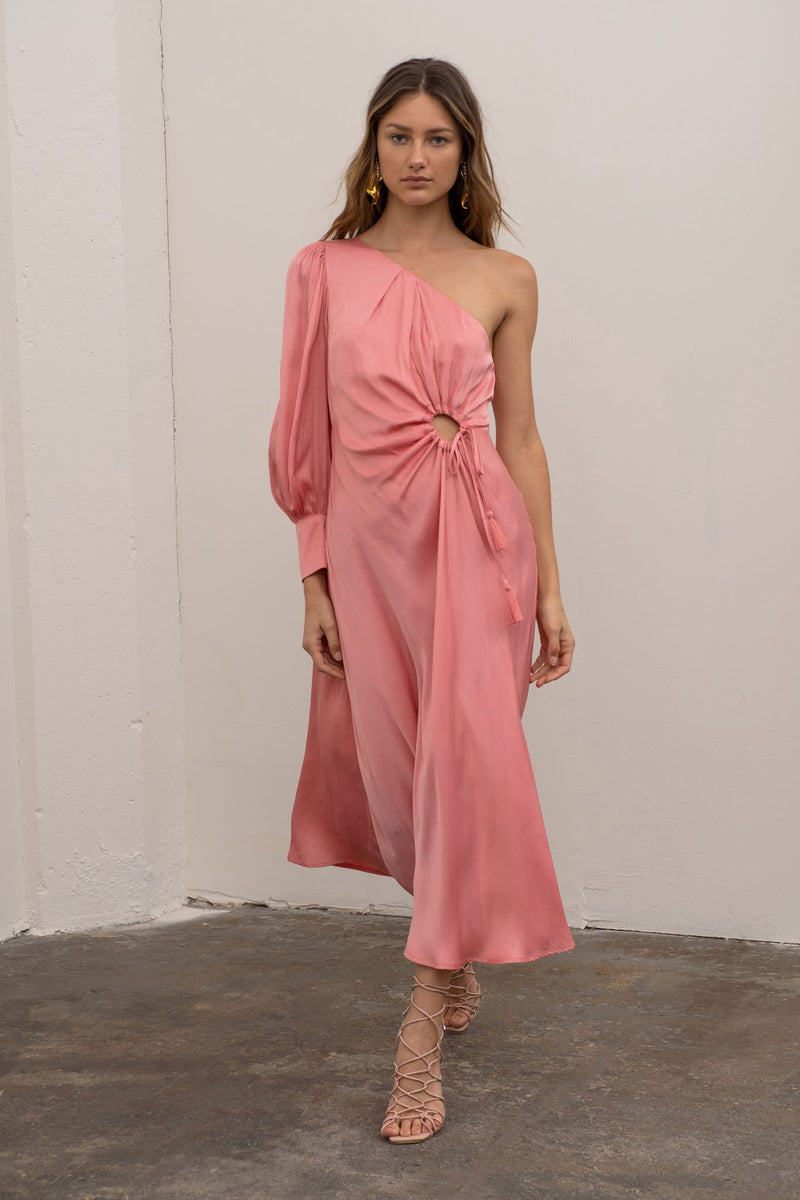 Katy One Shoulder Midi Dress | Pink FINAL SALE