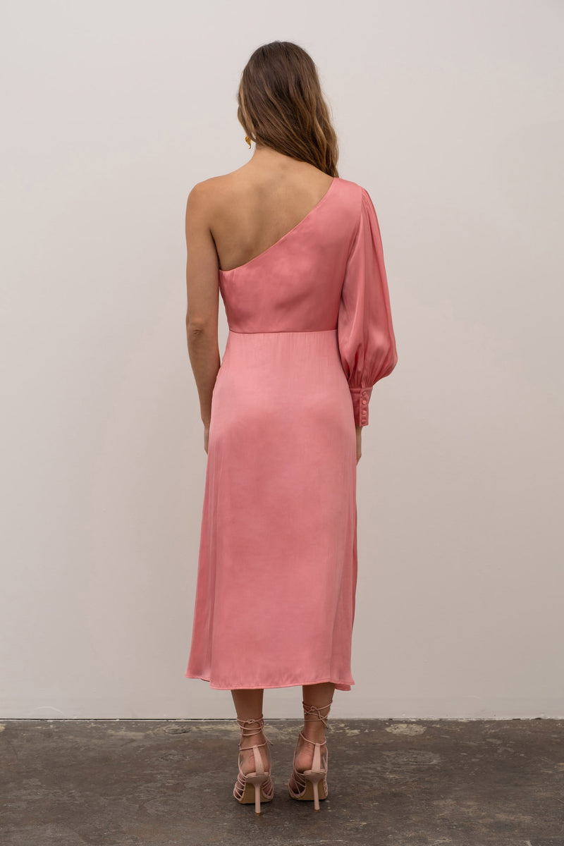 Katy One Shoulder Midi Dress | Pink FINAL SALE