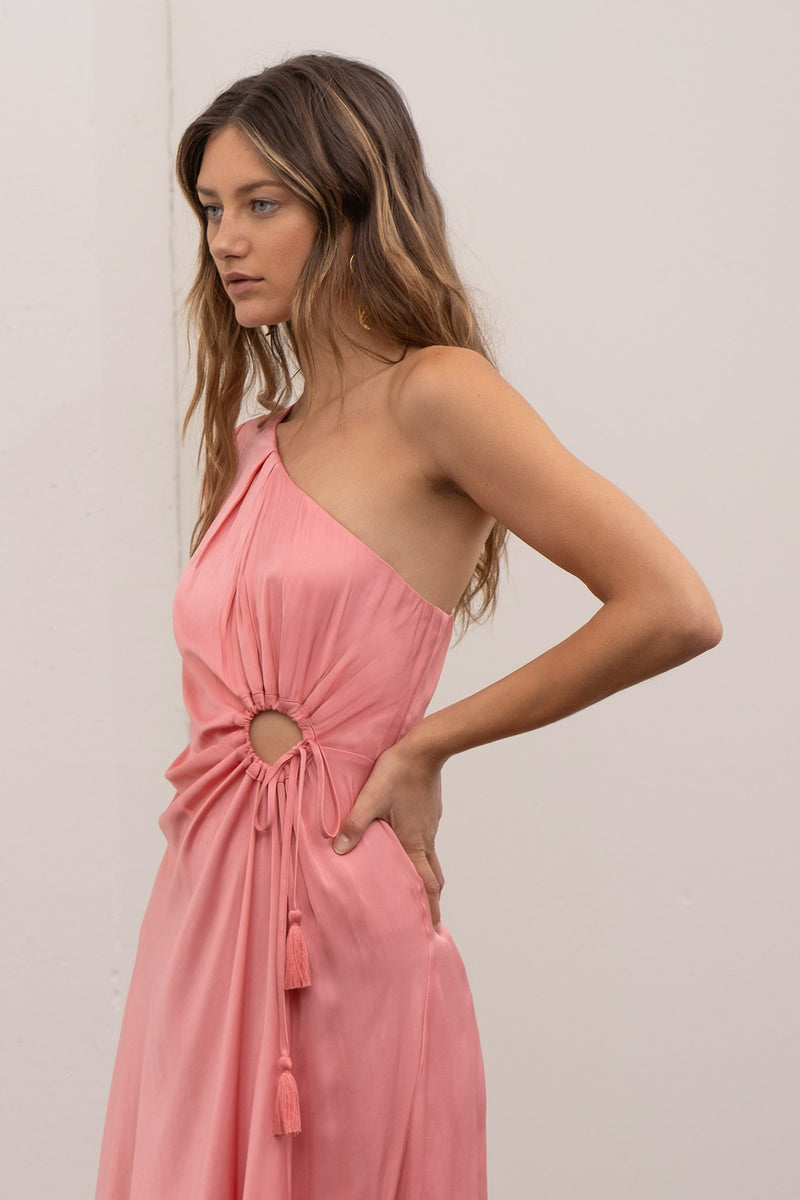 Katy One Shoulder Midi Dress | Pink FINAL SALE