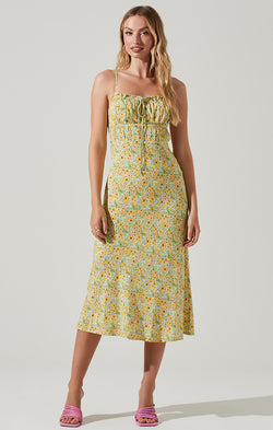 ASTR the Label | Maritza Dress | Yellow Green Ditsy FINAL SALE