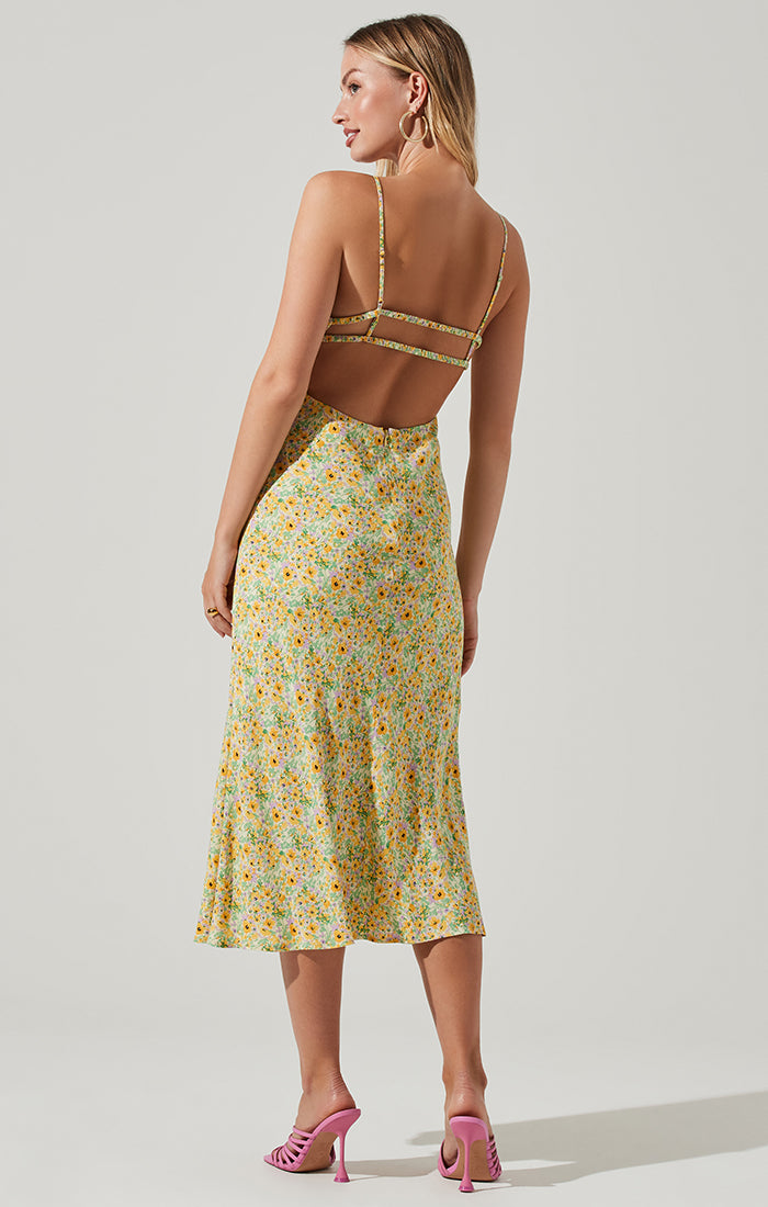 ASTR the Label | Maritza Dress | Yellow Green Ditsy FINAL SALE