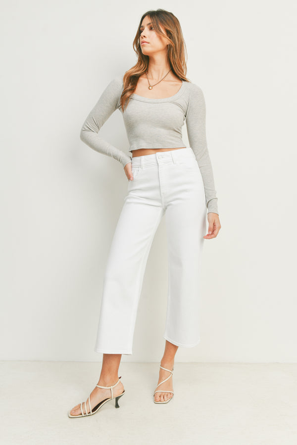 FINAL SALE Tiffany High Rise Wide Leg Jeans | White