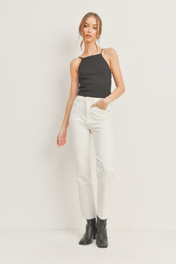 Cynthia Cut Off Straight Jeans | Cream