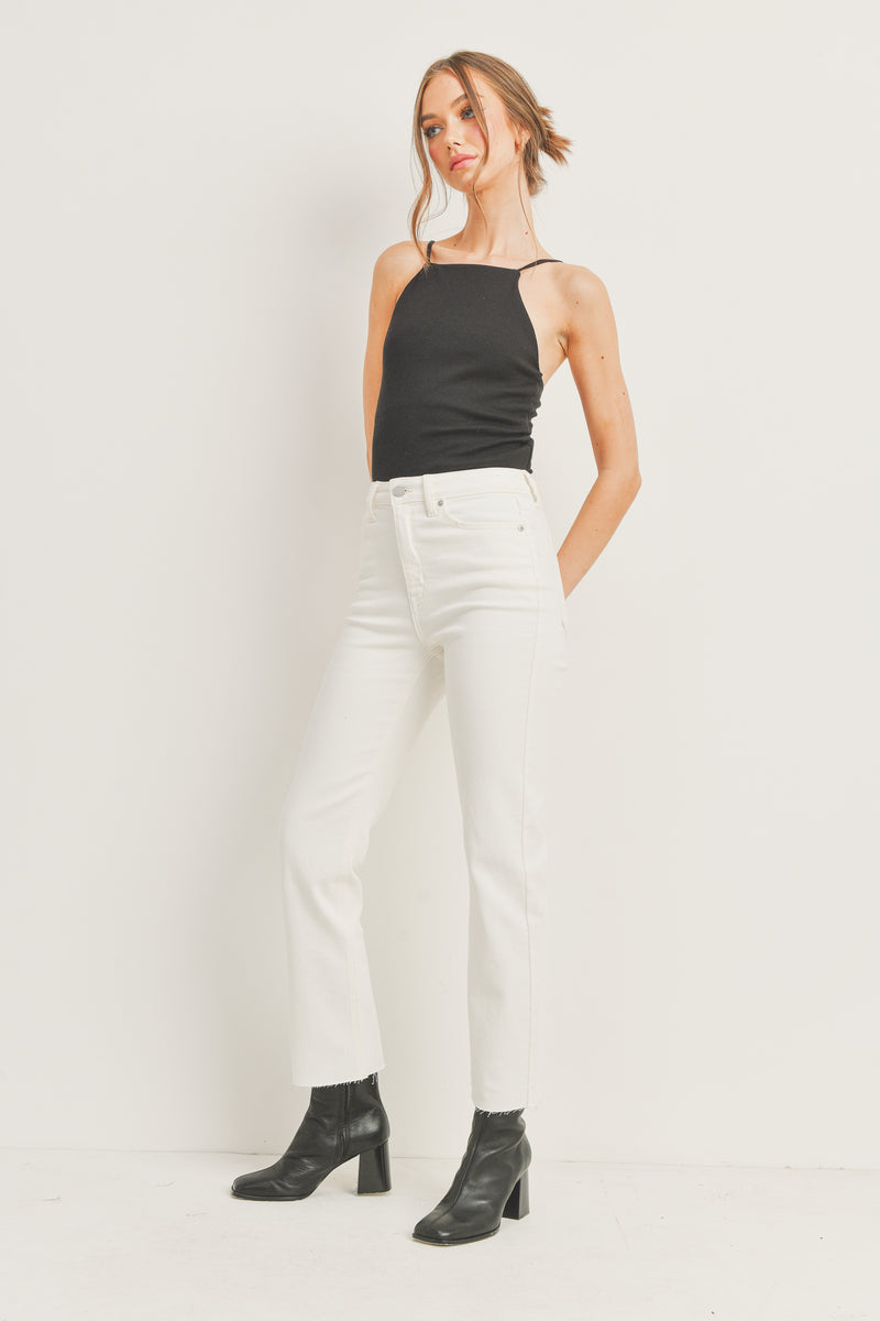 Cynthia Cut Off Straight Jeans | Cream