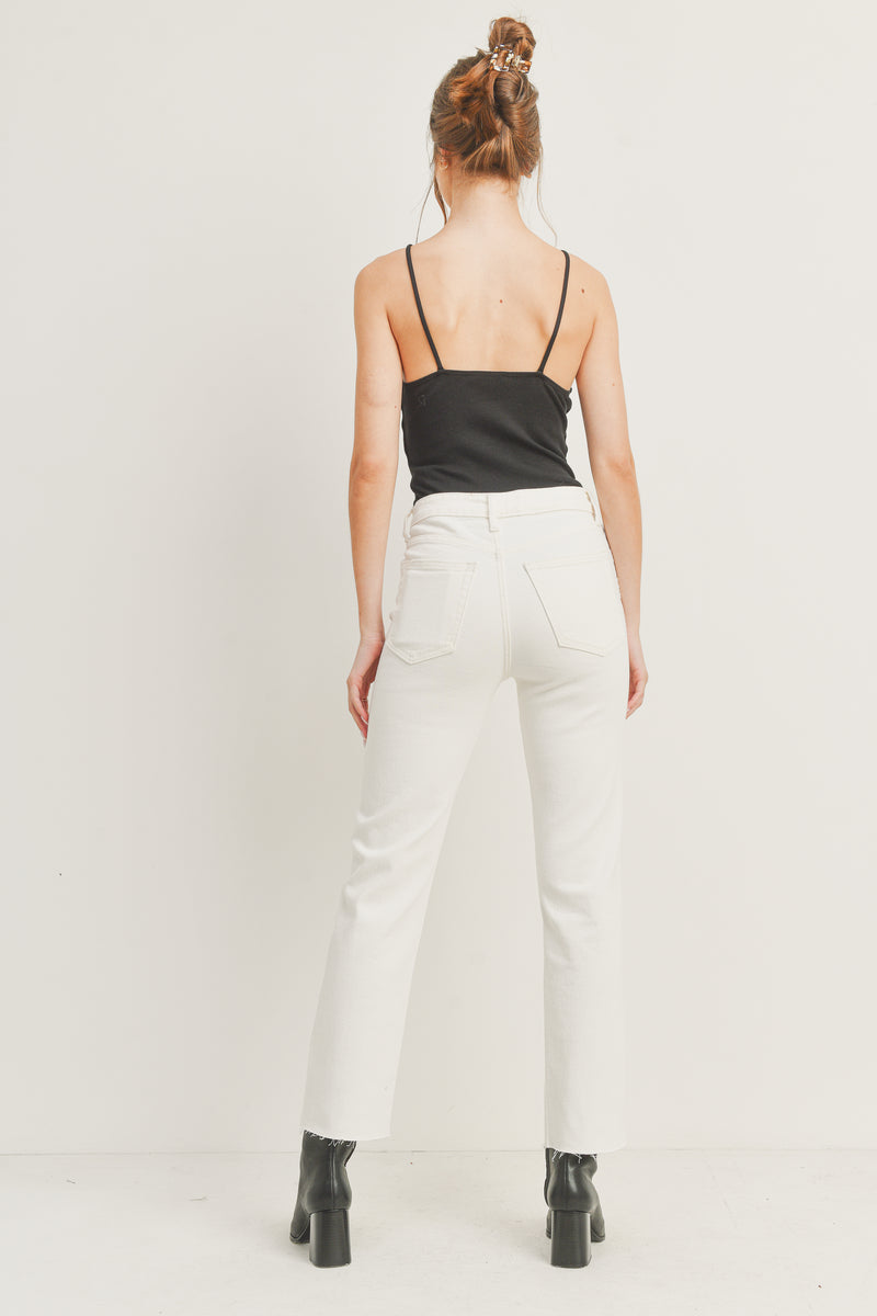 Cynthia Cut Off Straight Jeans | Cream